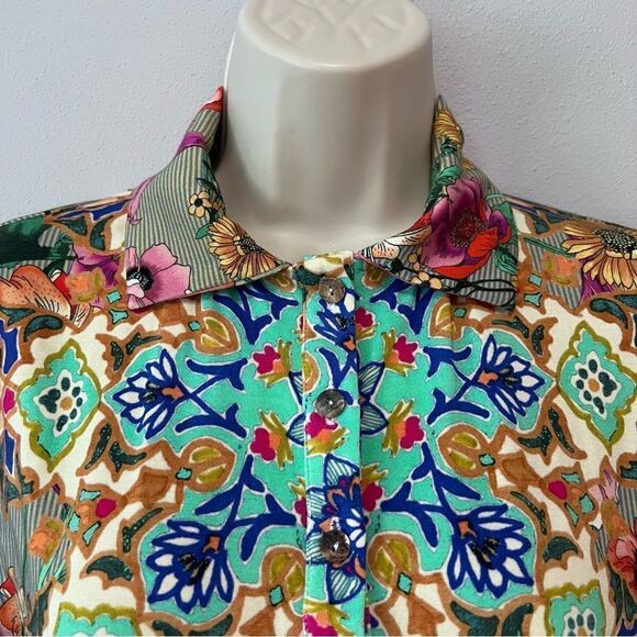 Johnny Was Hunter Floral Polo Tee Size XXS - Picture 3 of 8